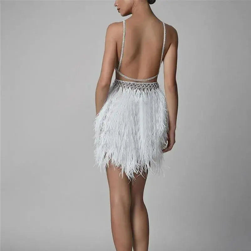 Boho Feather Mini Dress